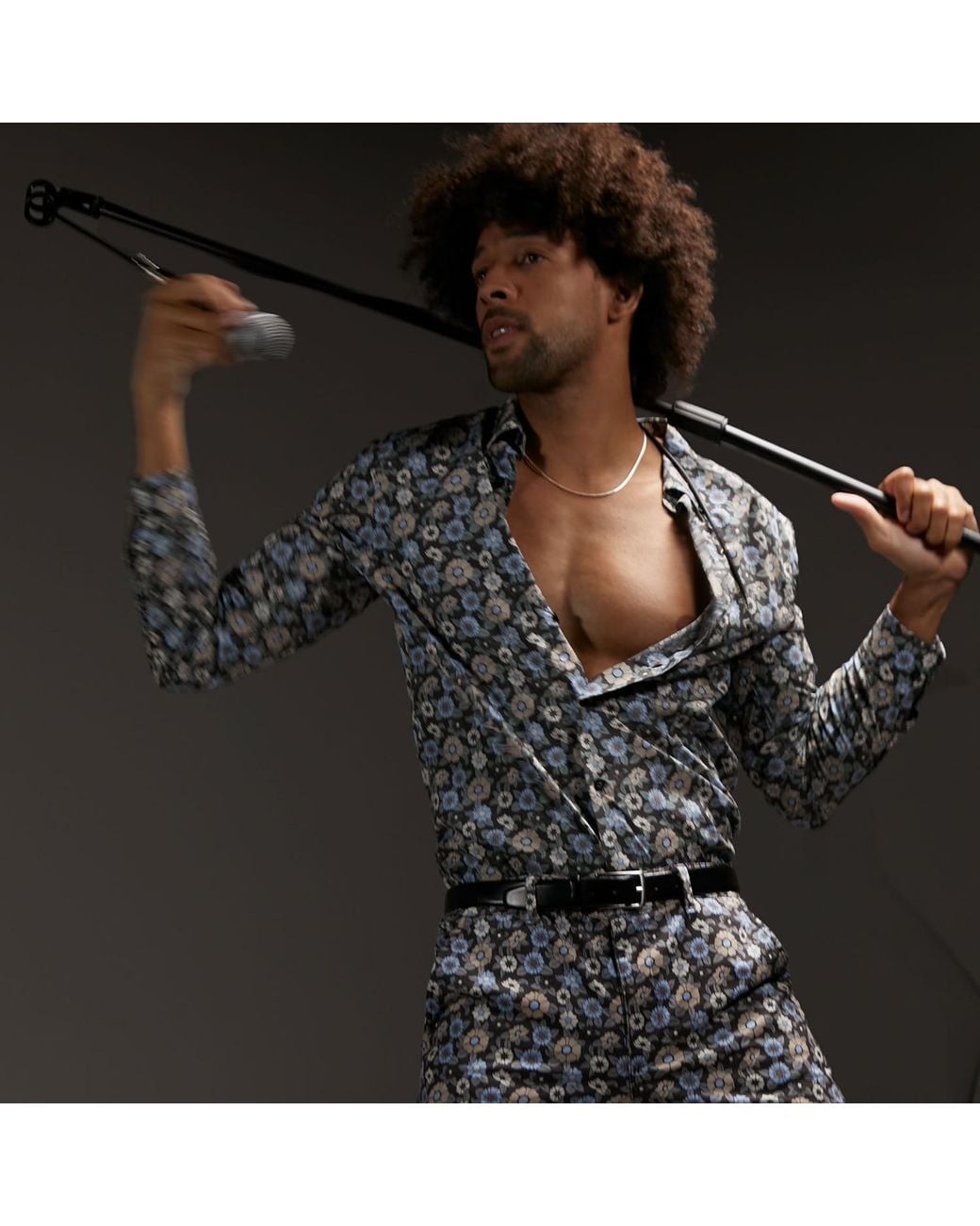 Lords of Harlech Blue Morris Groovy Floral Shirt for men