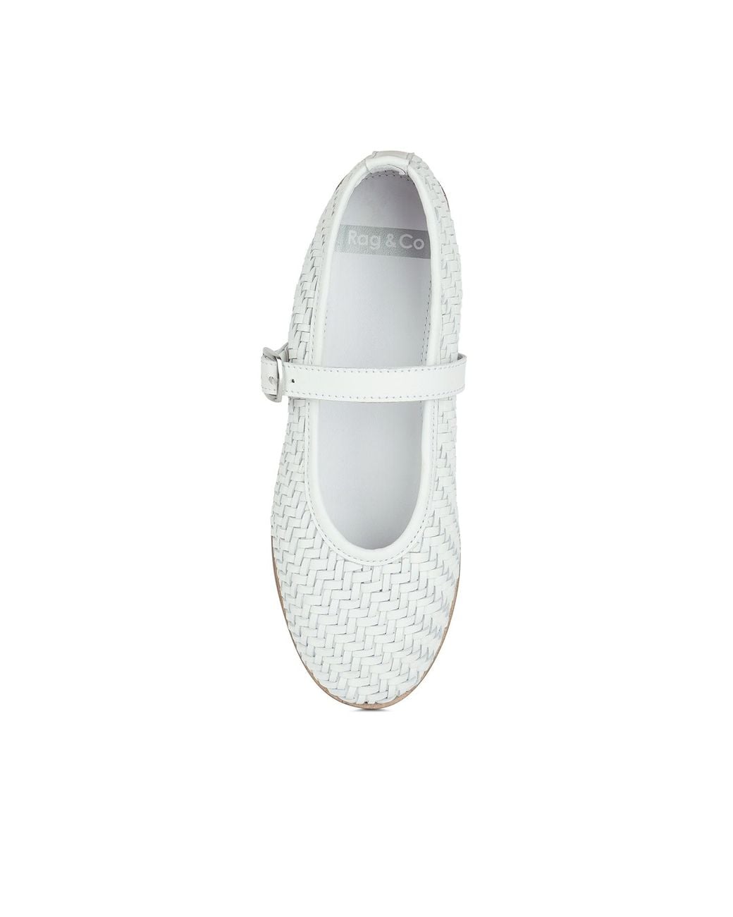 Rag & Co White Nazuka Real Leather Mary Janes