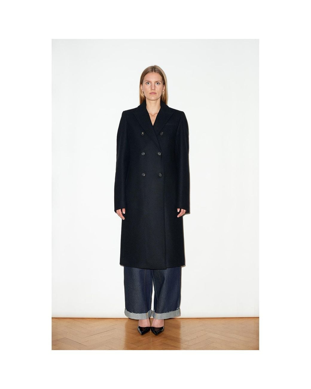 Hegarty London Black Double Breasted Cashmere And Wool Overcoat