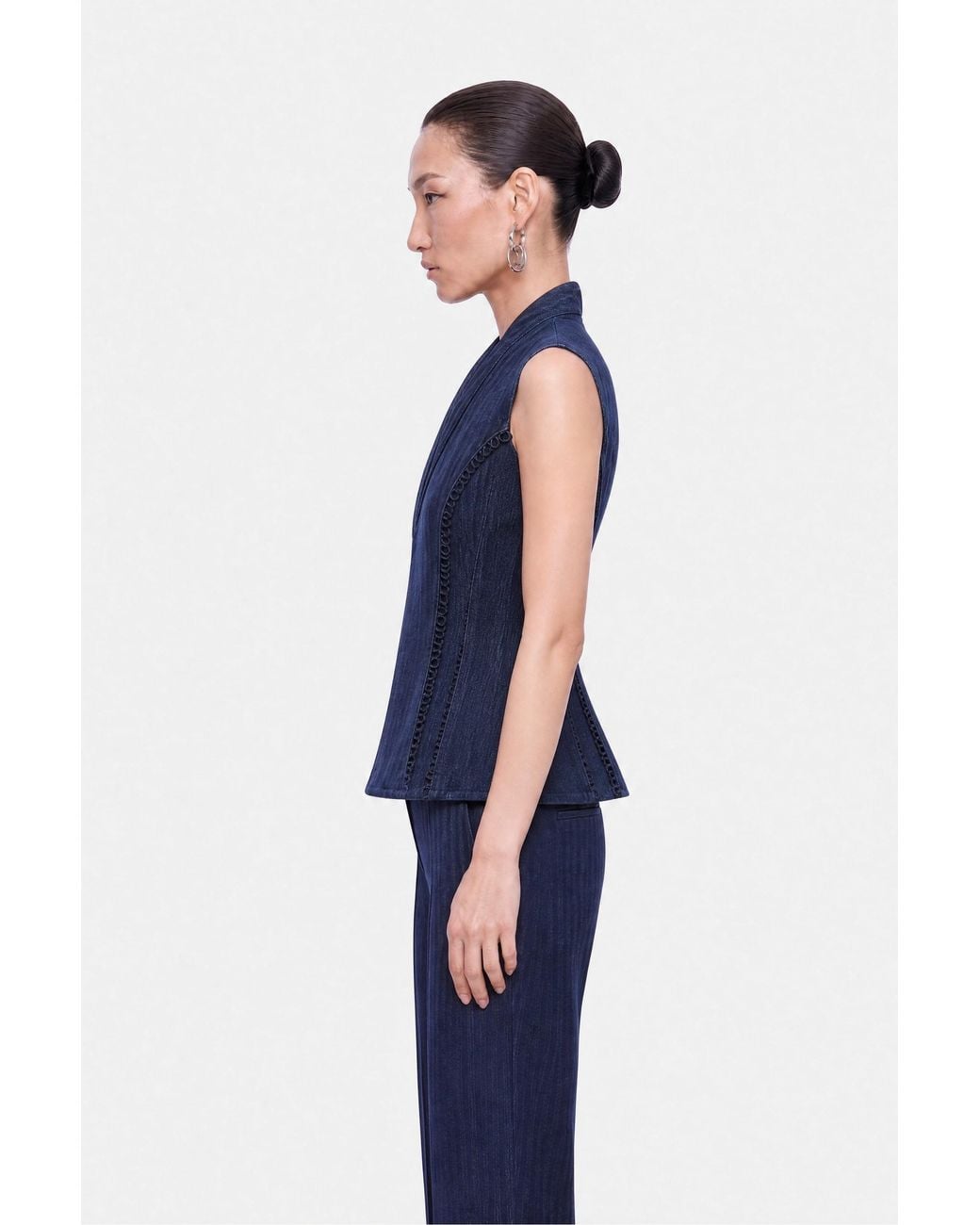Nocturne Blue Loop Trim Tailored Vest