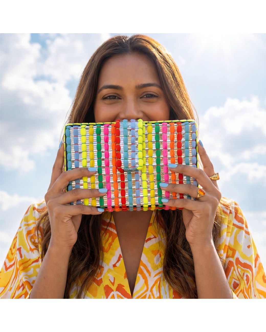 Simitri White Skittles Dori Clutch