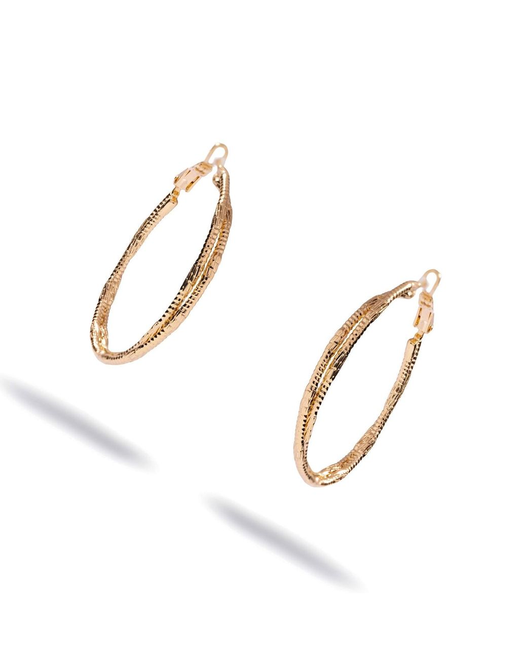 Ebru Jewelry Metallic Eternal Twist Double Strand Hoop Earrings