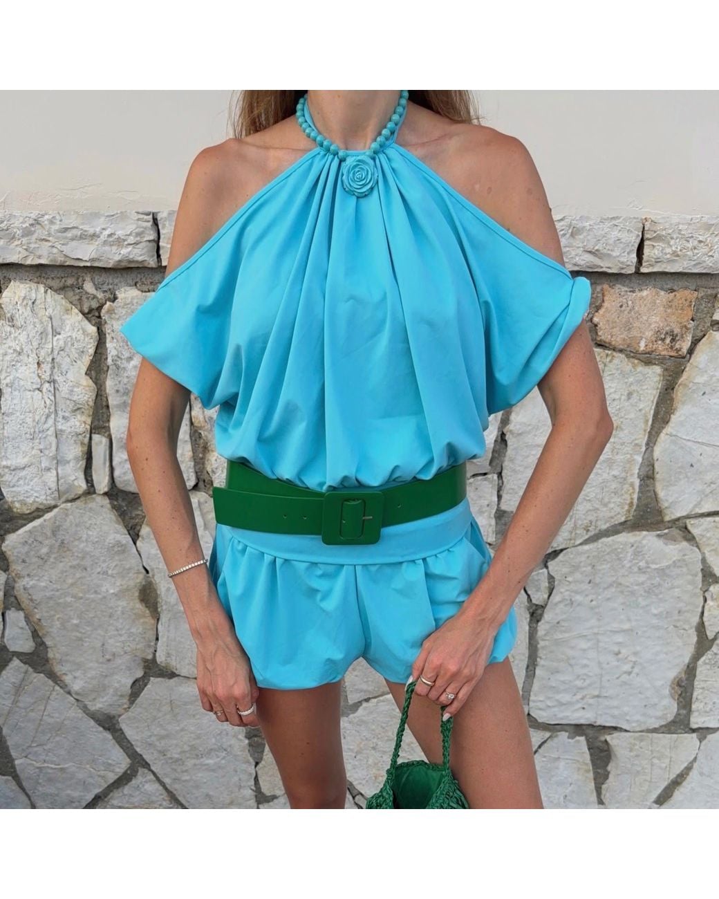 A'miss Blue Lafkada Rose Necklace