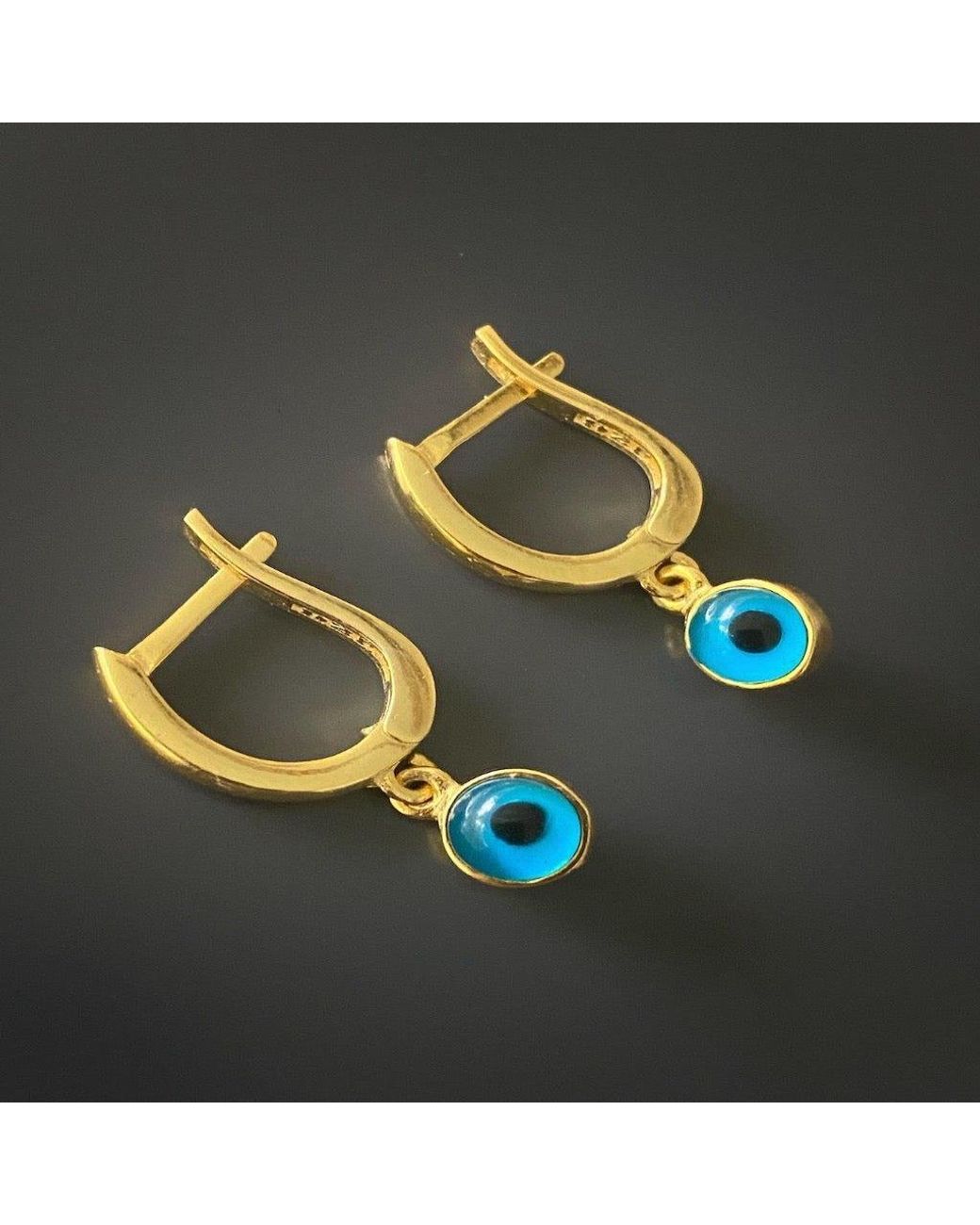 Ebru Jewelry Blue Huggie Hoop Earring
