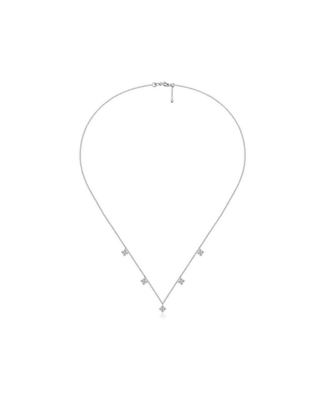 Genevieve Collection Metallic 18K Rhombus Shape Diamond Necklace Choker