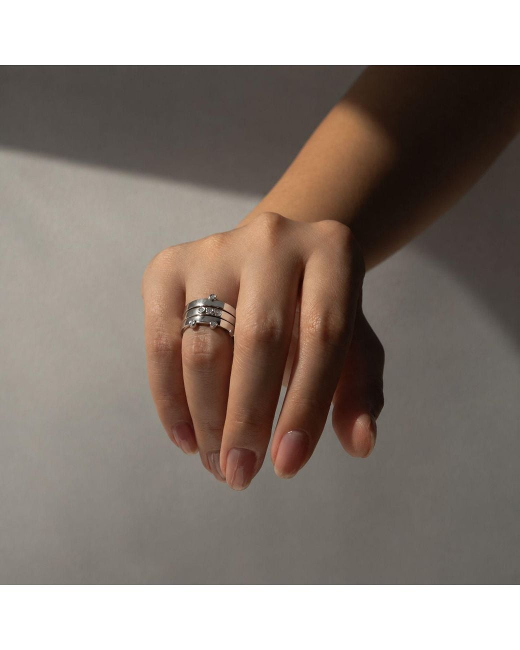 Cier Metallic Diamond Ring Stack