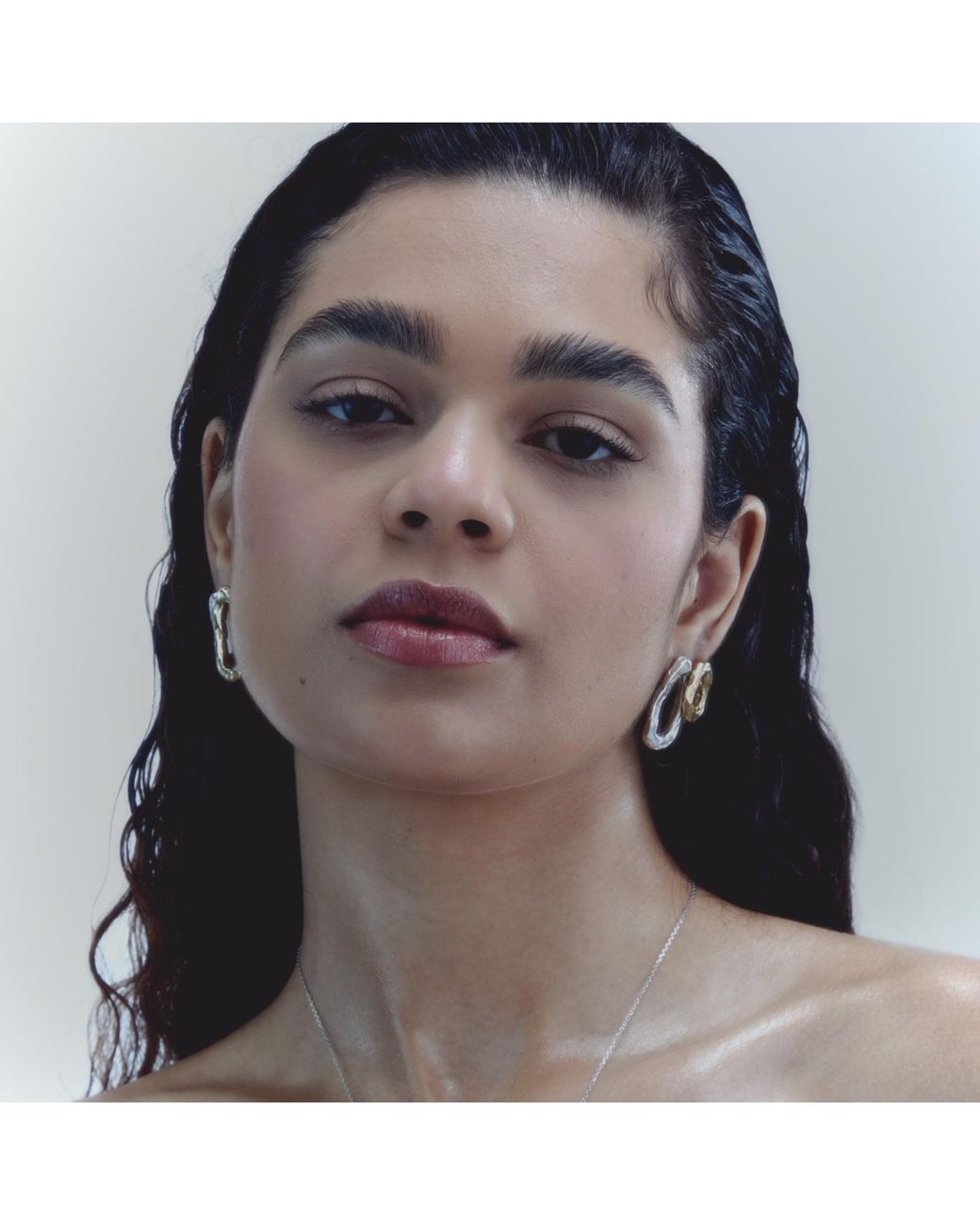 De Roms Metallic Molten Irregular Hoops Opposites Attract Earrings