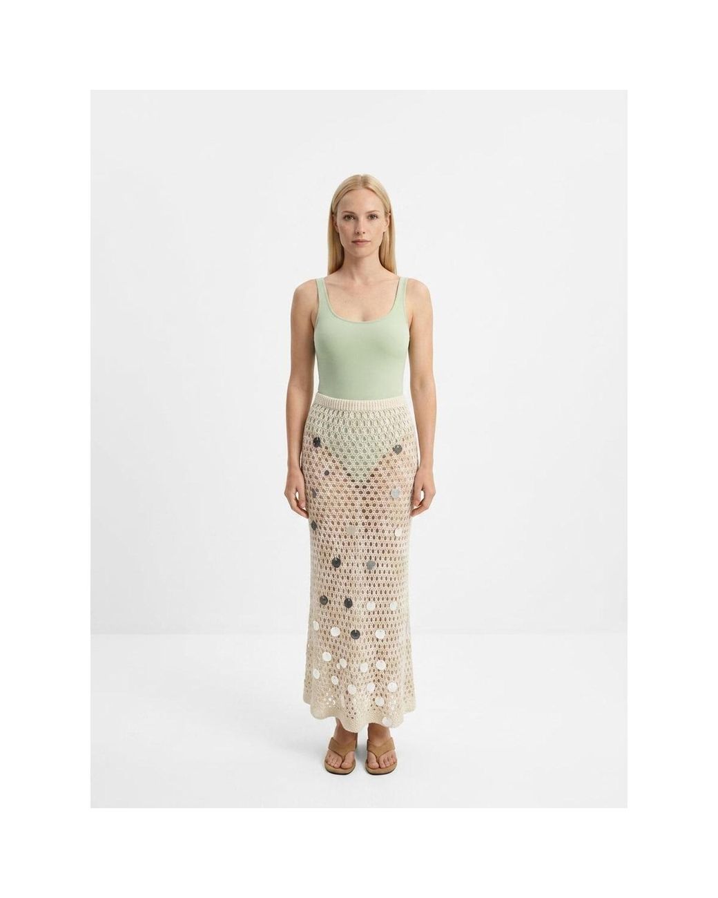 Women & Women Natural Off- Sequin-Embellished Knit Skirt
