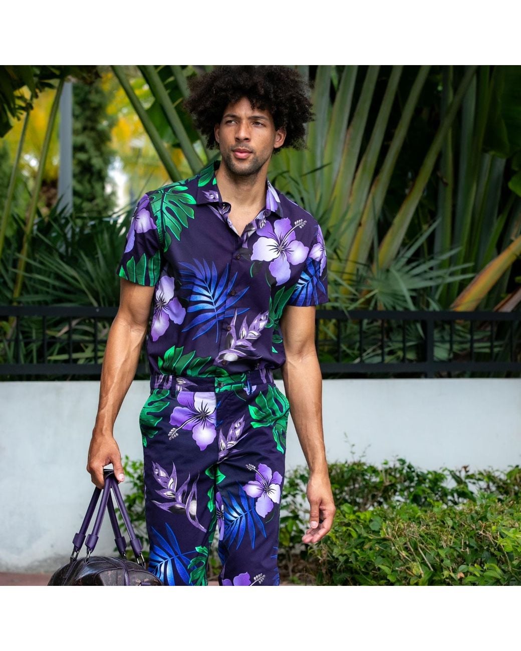 Lords of Harlech Blue Charles Tropical Explosion Pant for men