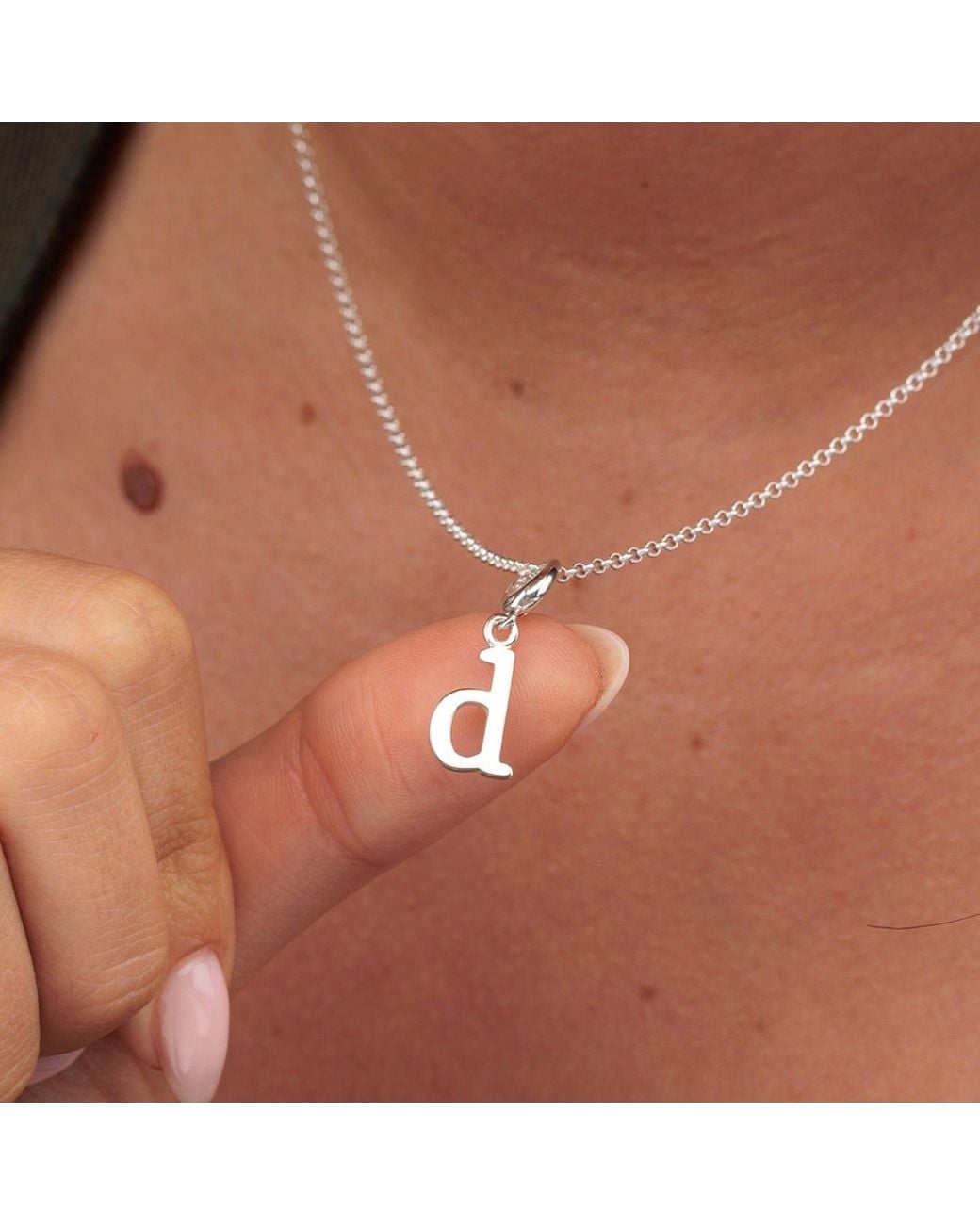 Lily Charmed Metallic Sterling Letter Charm Necklace