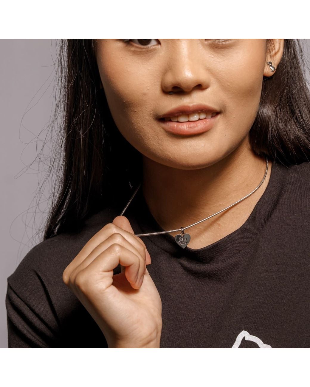 Cloud Haven Metallic Gentle Soul Heart Tag Necklace