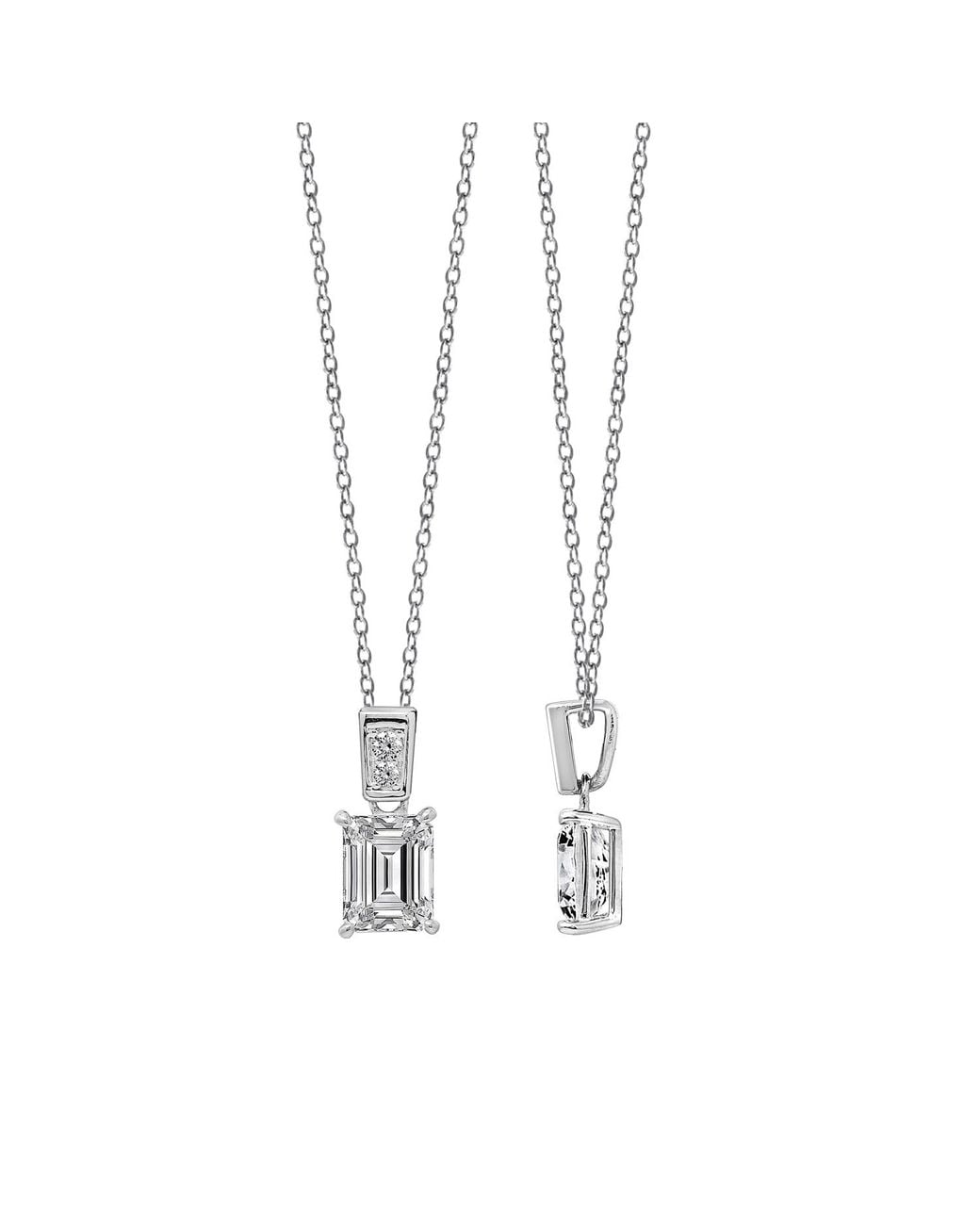 Diamonbliss Metallic Embellished With Swarovski Plated Emerald Cut Solitaire Drop Pendant Necklace, One And Half Carats