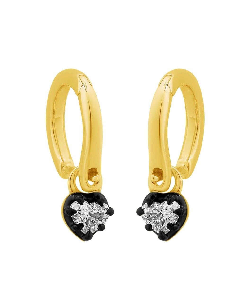 Artisan Metallic 14K Heart Diamond Drop Hoop Earrings