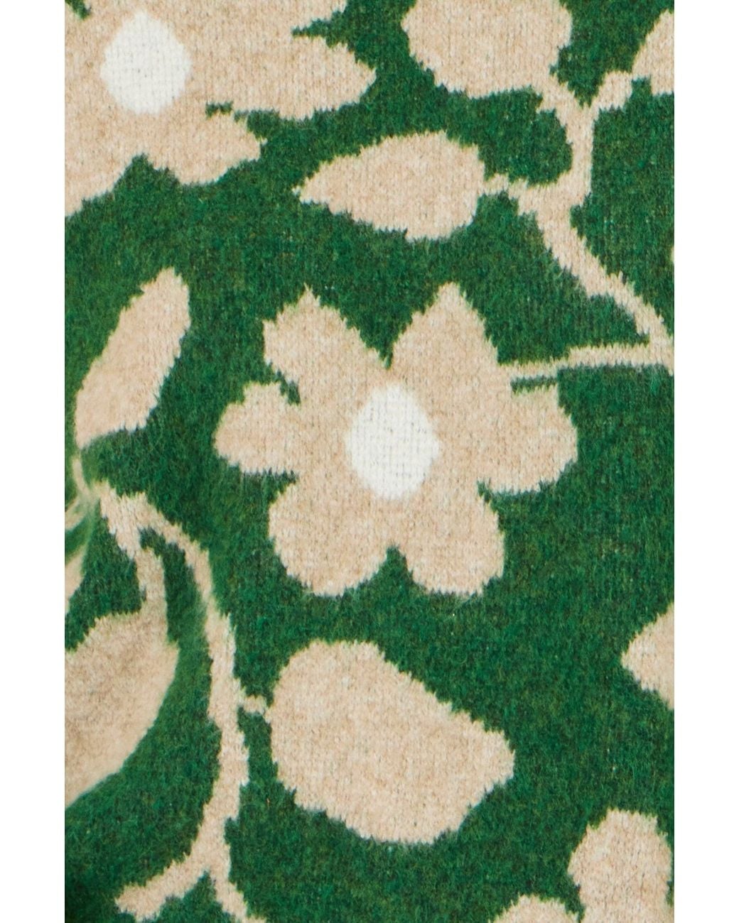 Yumi' Green Floral Intarsia Relaxed Fit Jumper