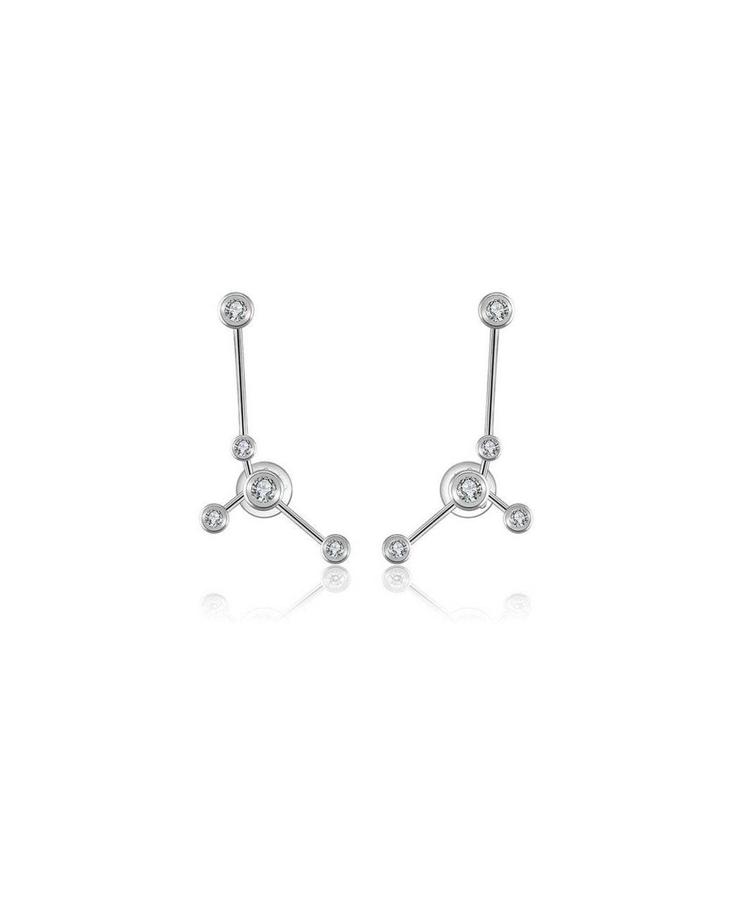 Genevieve Collection Metallic Cancer Zodiac Constellation Earring 18K & Diamond