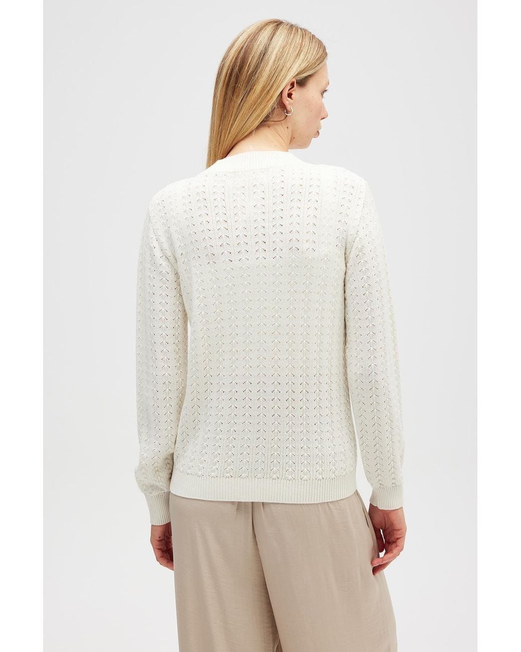 Peraluna White Zoey Embossed Knit Cardigan