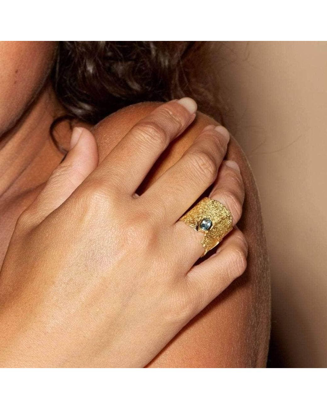 German Kabirski Metallic Otthild Iconic Plated Ring With Natural Topaz
