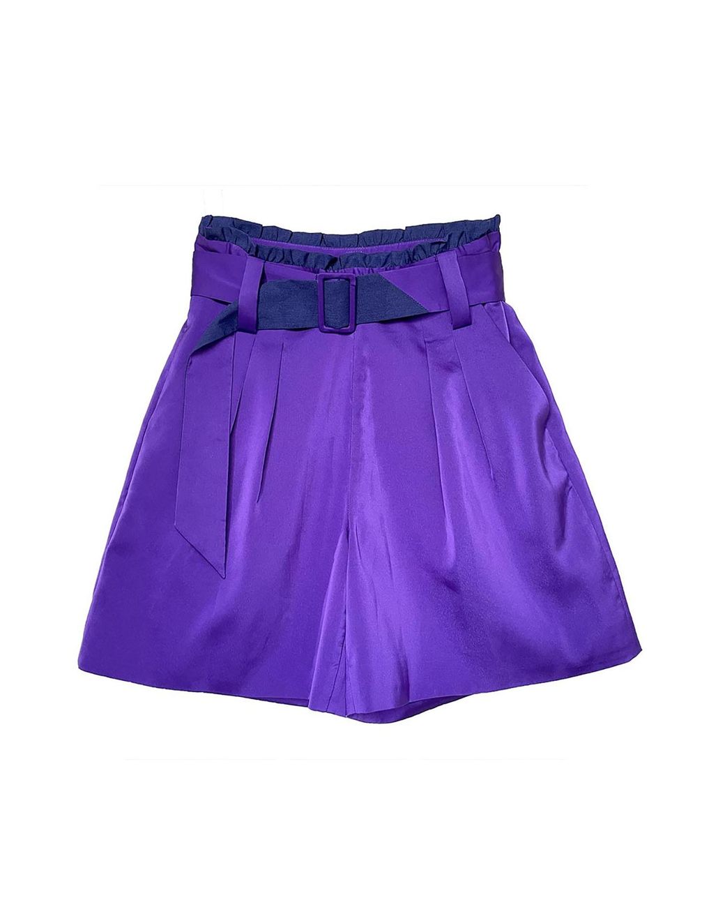 Arto. Purple Be Bright Ruffles Trims Tailored Shorts