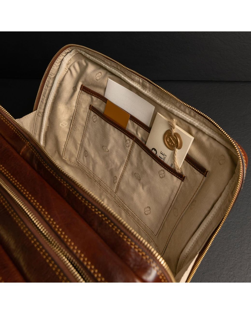 Time Resistance Brown Leather Convertible Briefcase Backpack for men