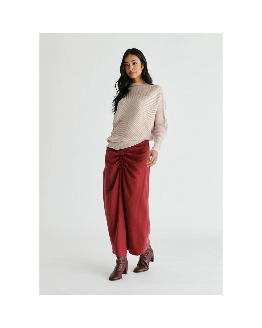 Paisie Natural Draped Knitted Jumper