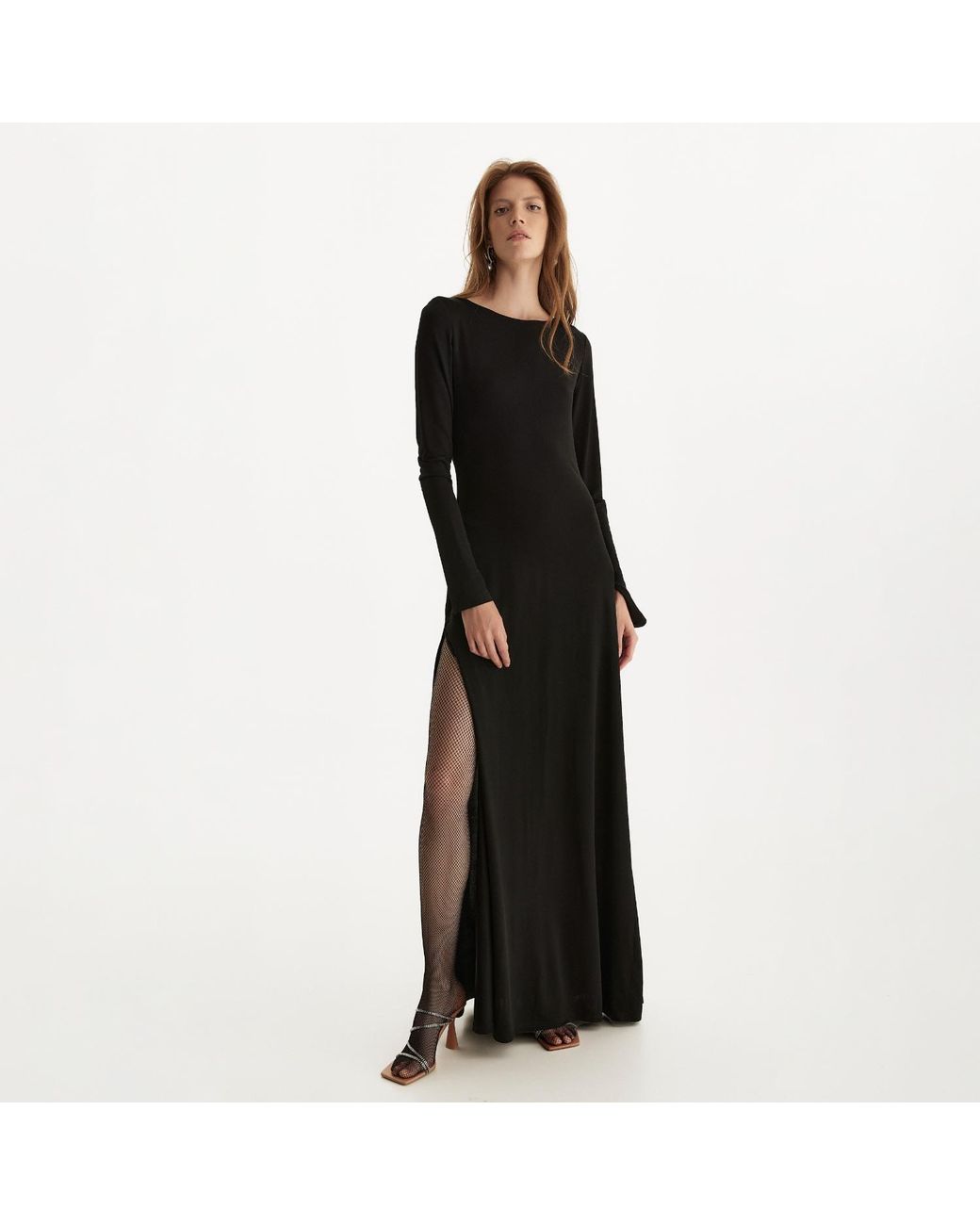 Lita Couture Black Open Back Dress With Side Split