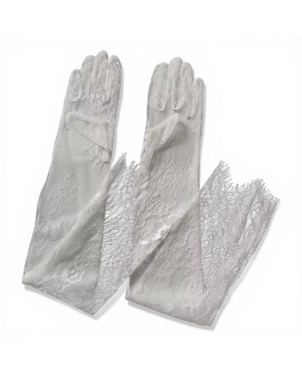 HIGH HEEL JUNGLE by KATHRYN EISMAN Gray Chantilly Lace Gloves