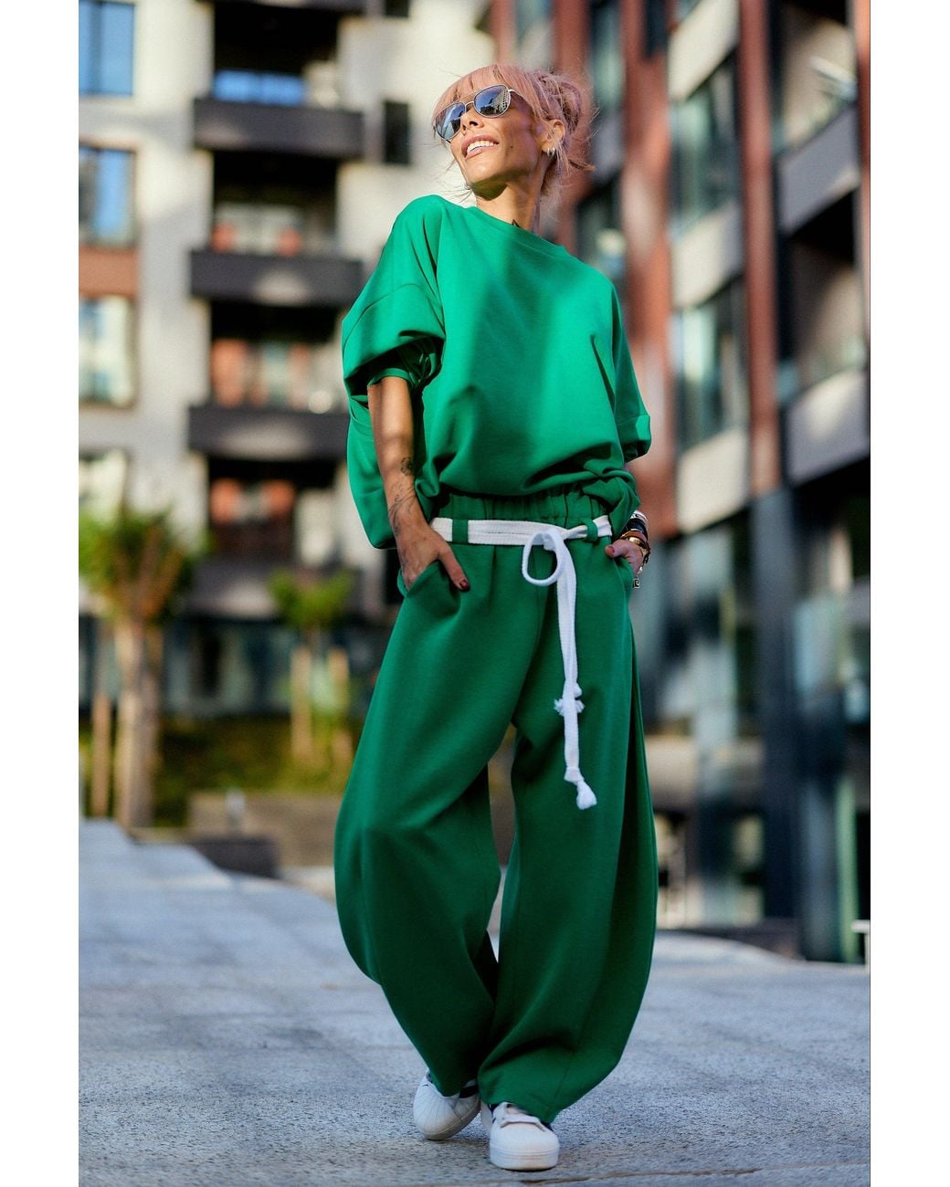 Clothes by Locker Room Green Oversized Sweat Set With Open Back