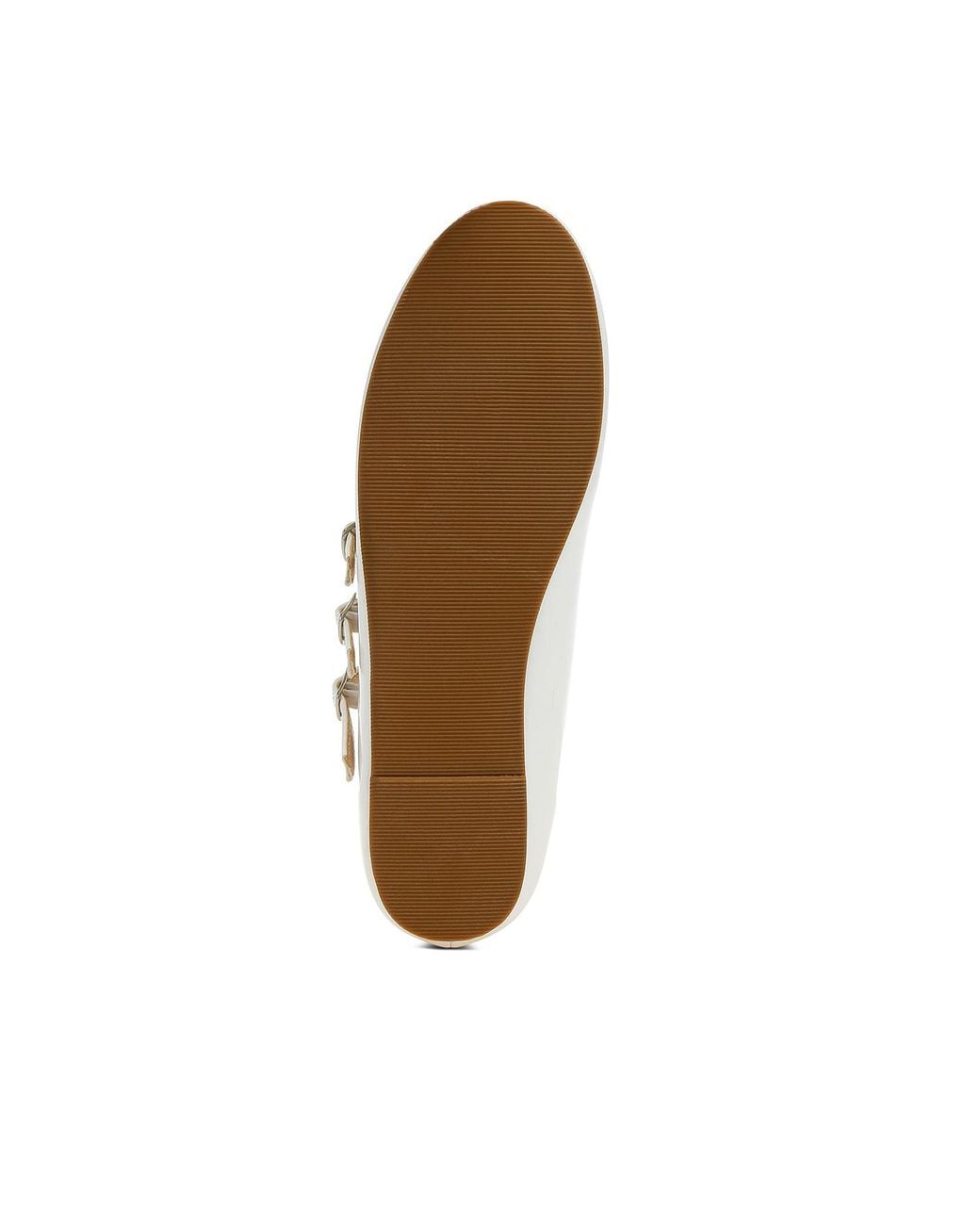 Rag & Co White Macarina Triple Strap Mary Jane Ballerinas