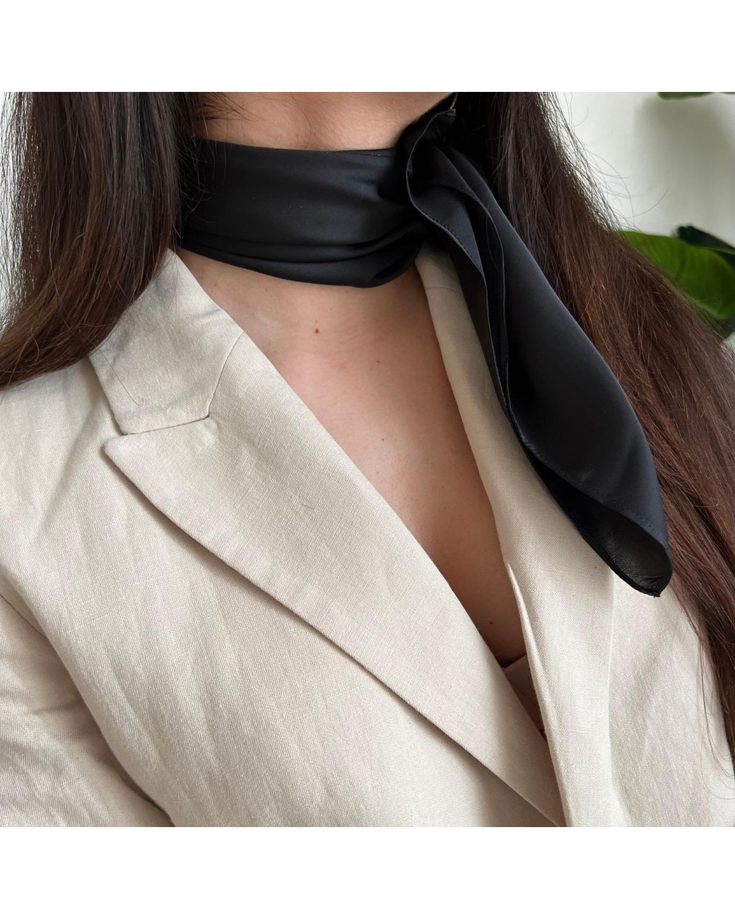 Sylk Black Small Square Scarf