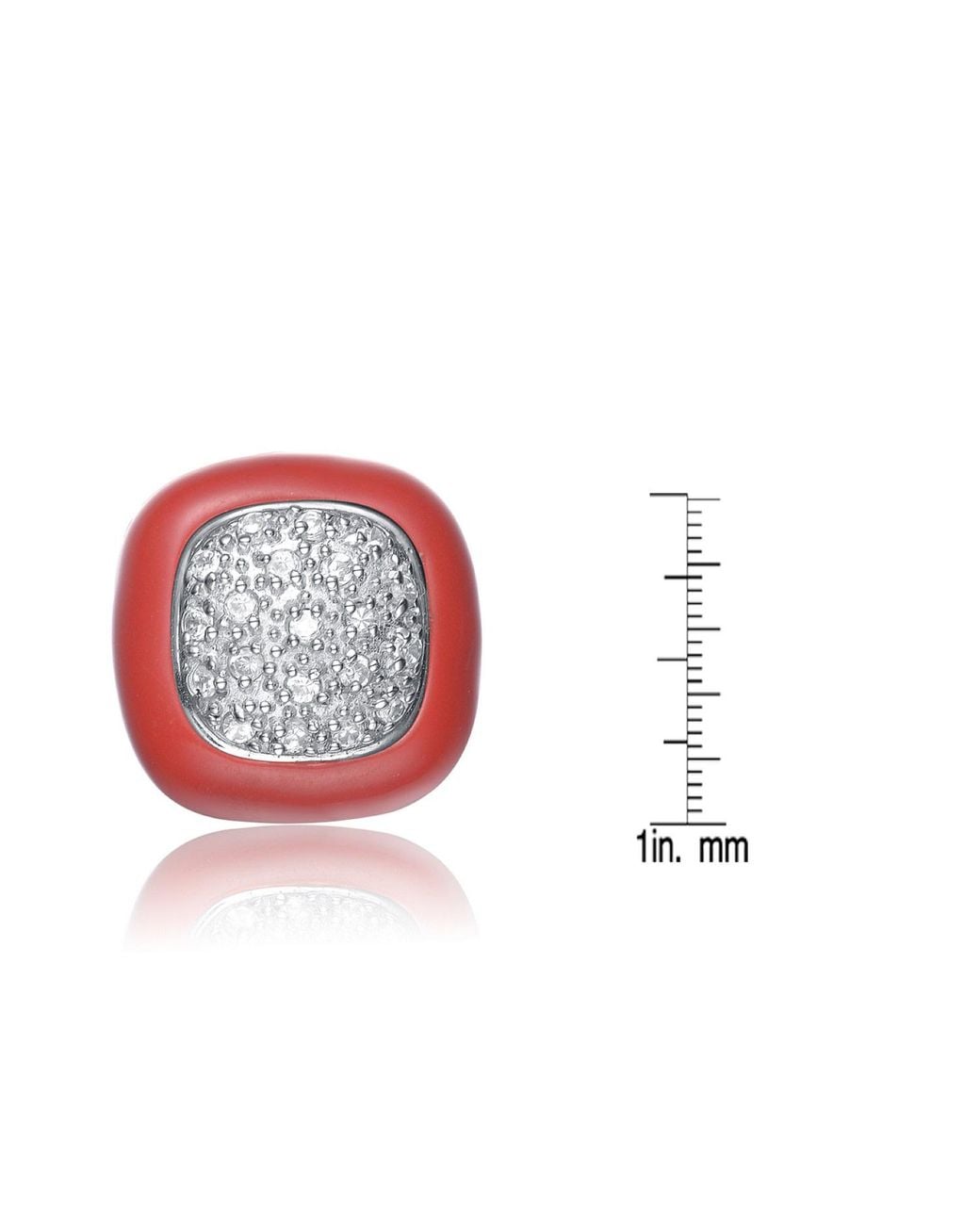 Genevive Jewelry Red Sterling Mini Clear Cubic Zirconia Cranberry Edge Earrings