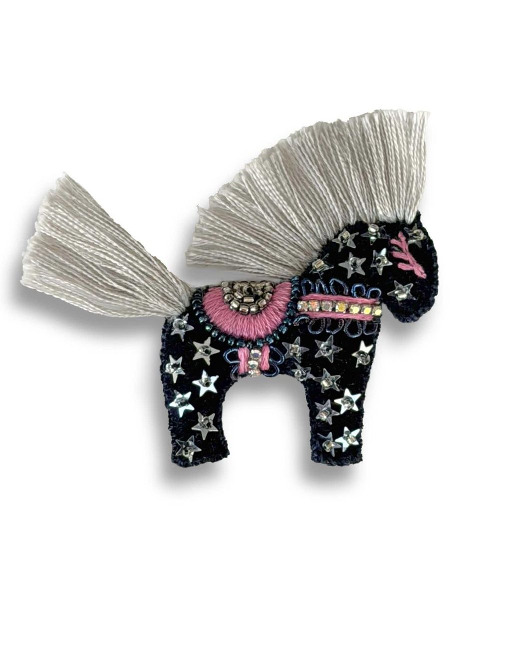 VETKA Black Handmade Horse Brooch- Moon