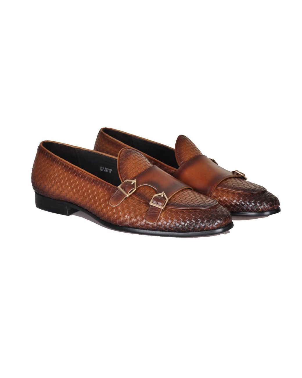 DAVID WEJ Brown Lorenzo Woven Monk Strap Loafers for men
