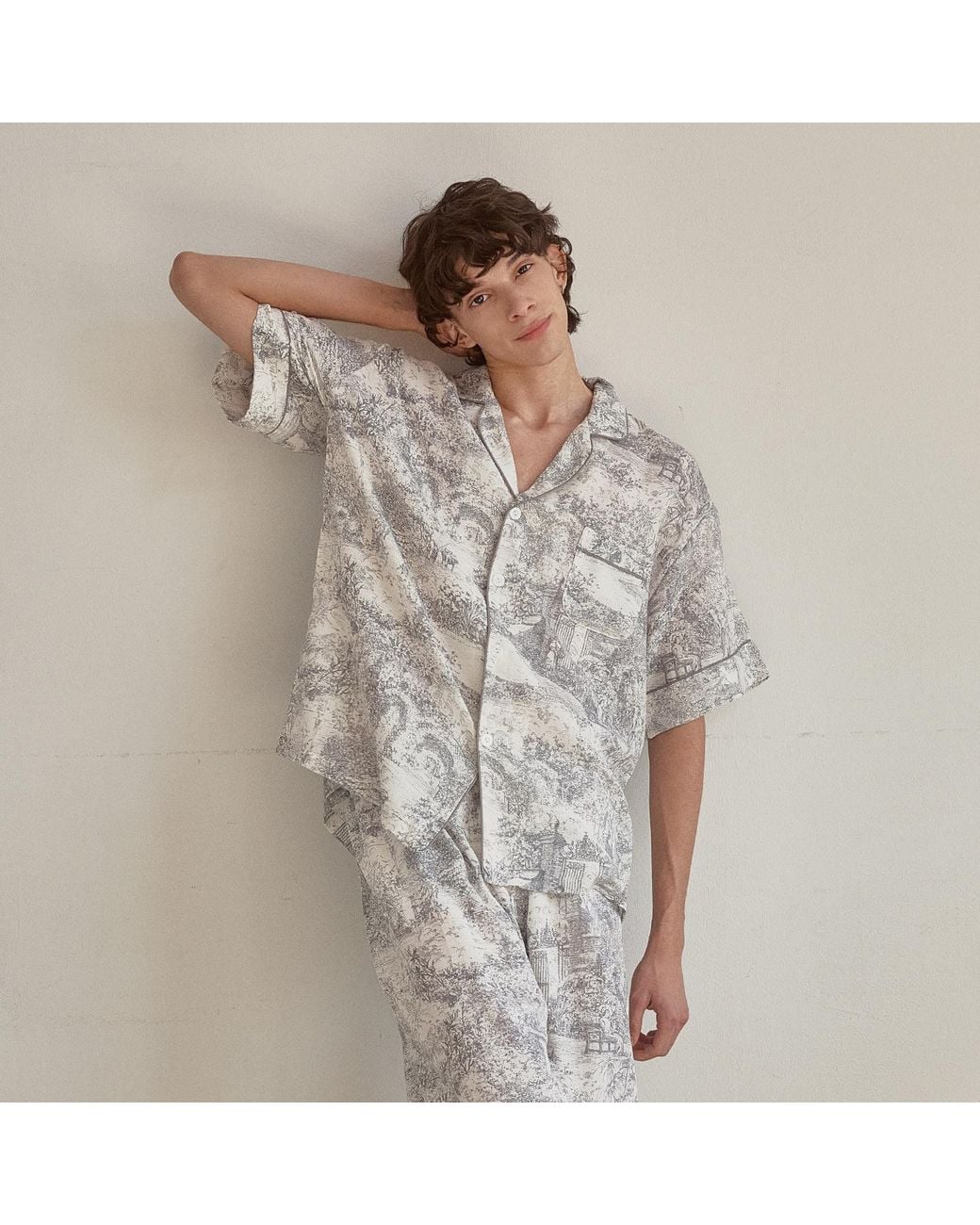 Luna Luz Blue Rebecca Toile Cotton Short-Sleeve Pajama Set for men
