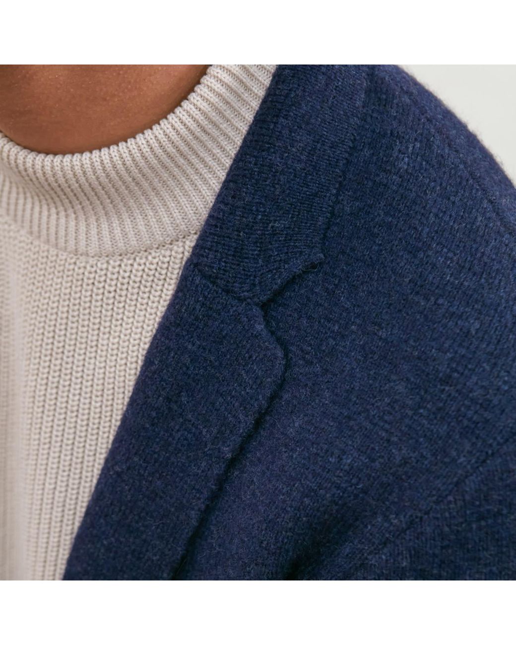 Paul James Knitwear Blue Midweight Lambswool Benedict Knitted Blazer for men