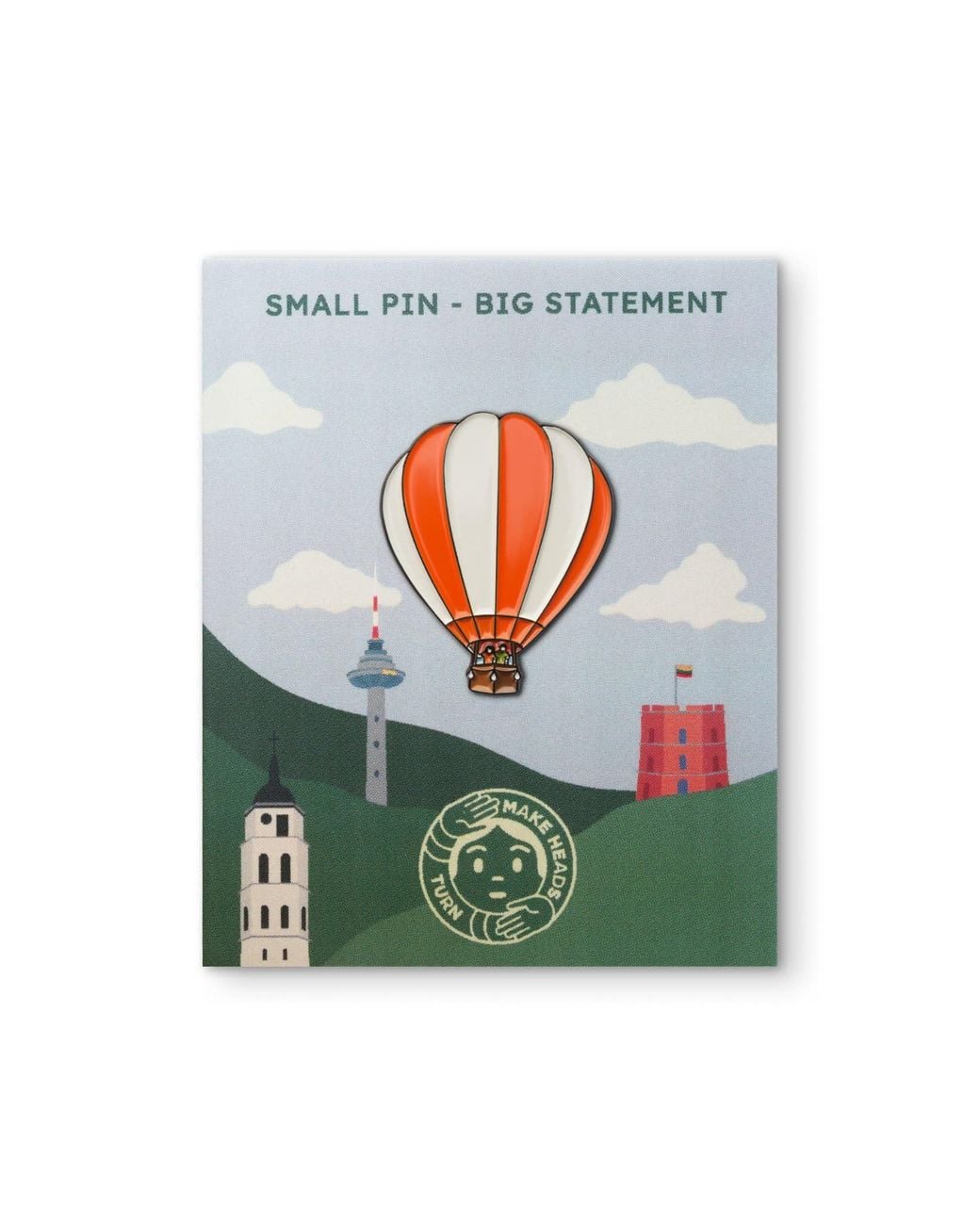 Make Heads Turn Orange Enamel Pin Vilnius Air Balloon