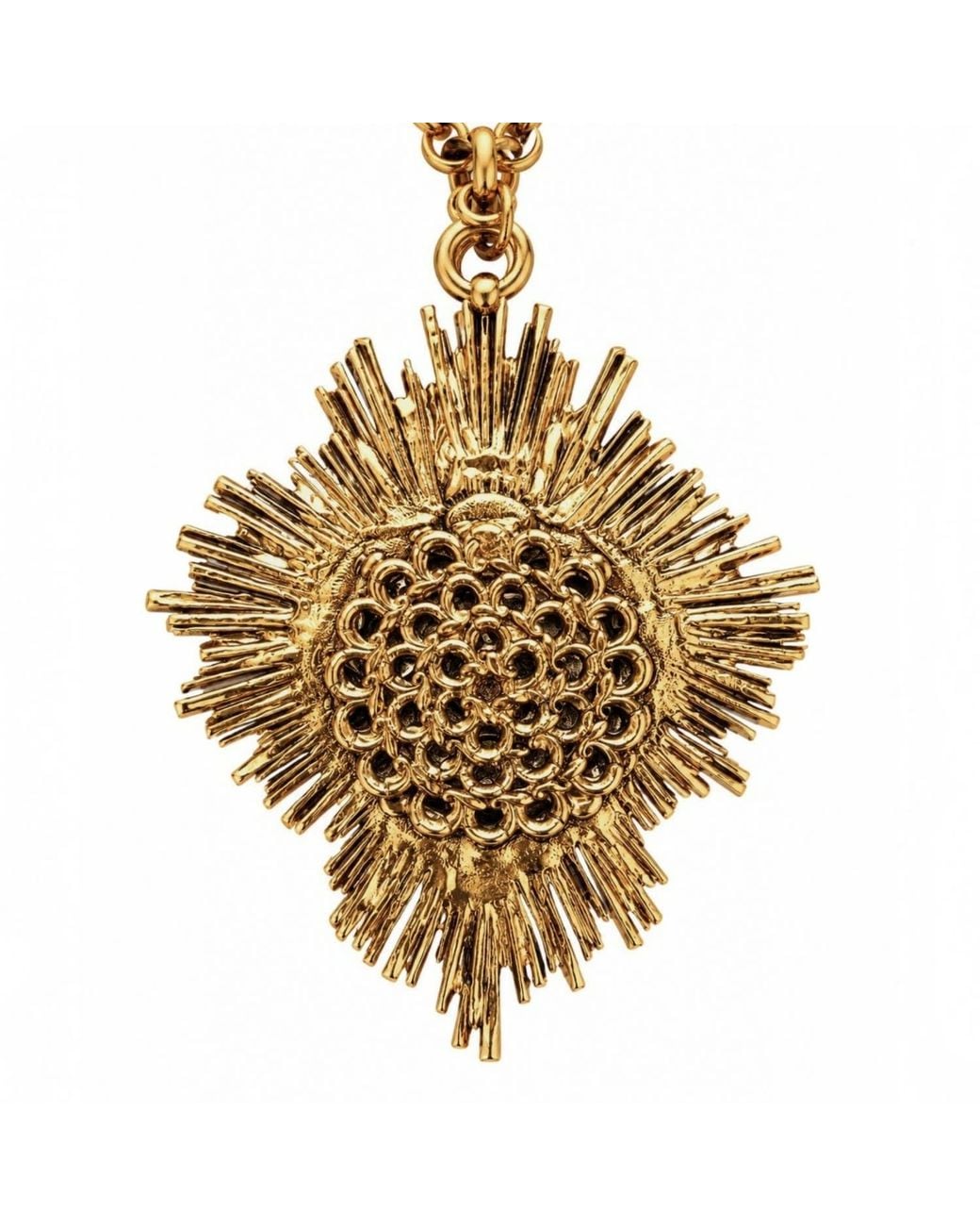 Vstyle Metallic Smoky Crystal Sacred Heart Statement Necklace