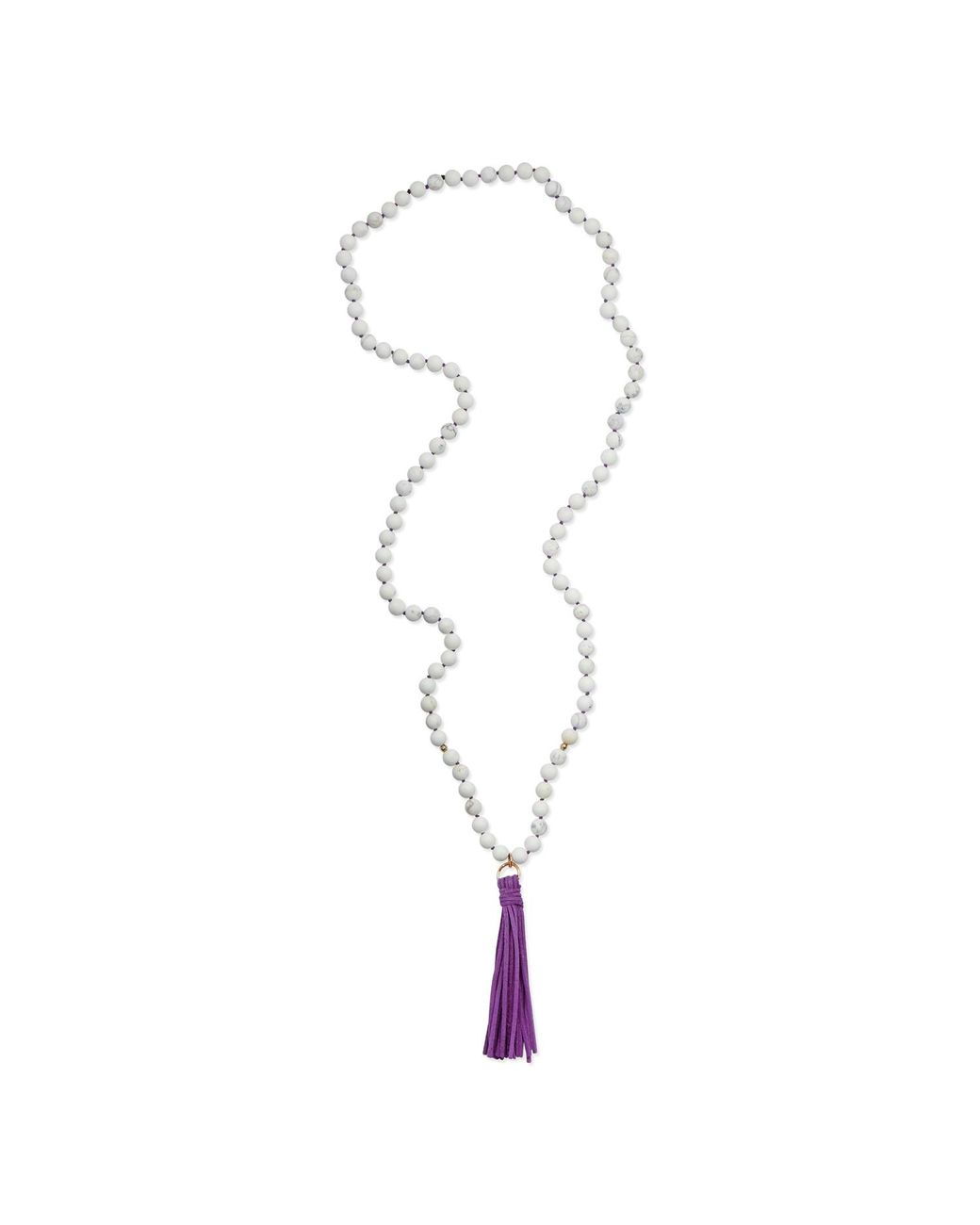 Heather Hawkins Jewelry Metallic Talulah Belle Gemstone Beaded Long Necklace With Suede Tassel