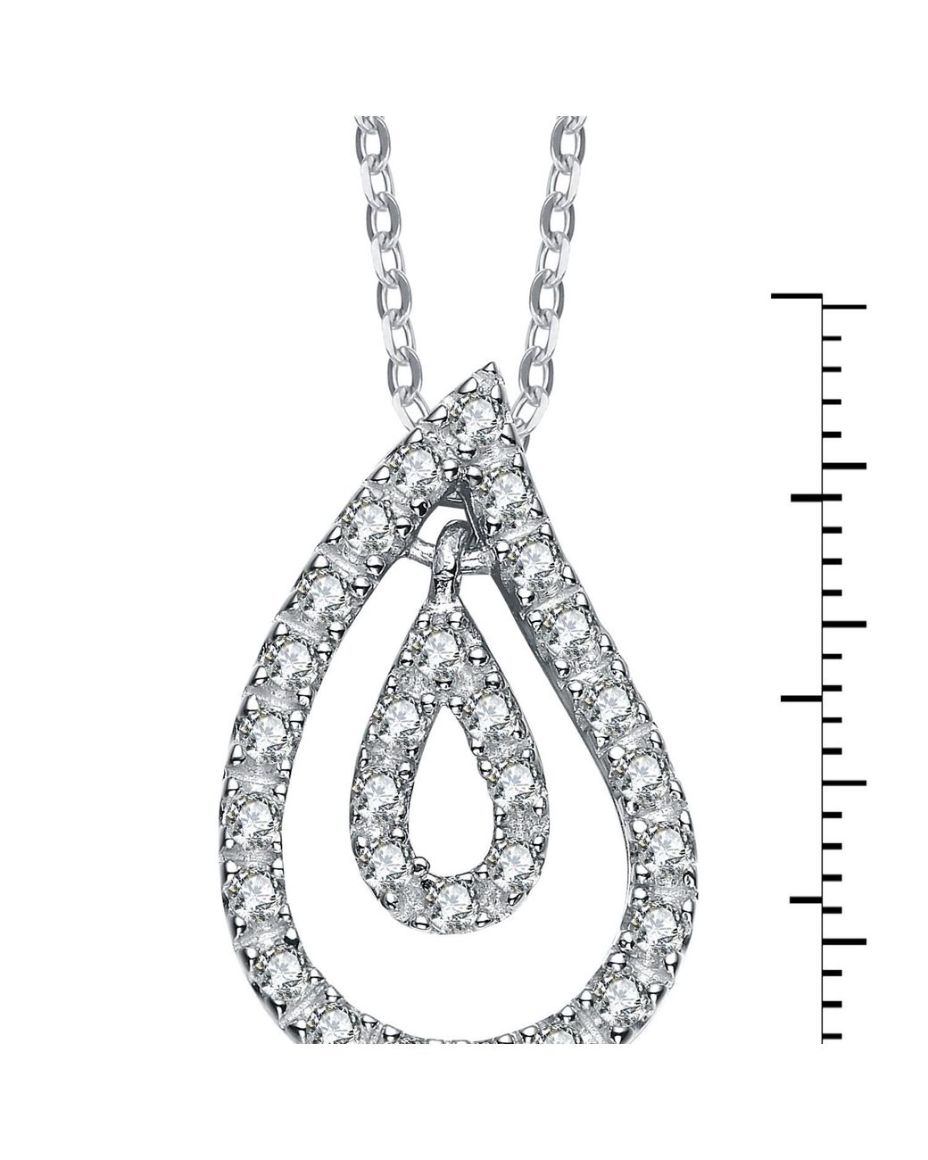 Genevive Jewelry Metallic Sterling Cubic Zirconia Teardrop Pendant