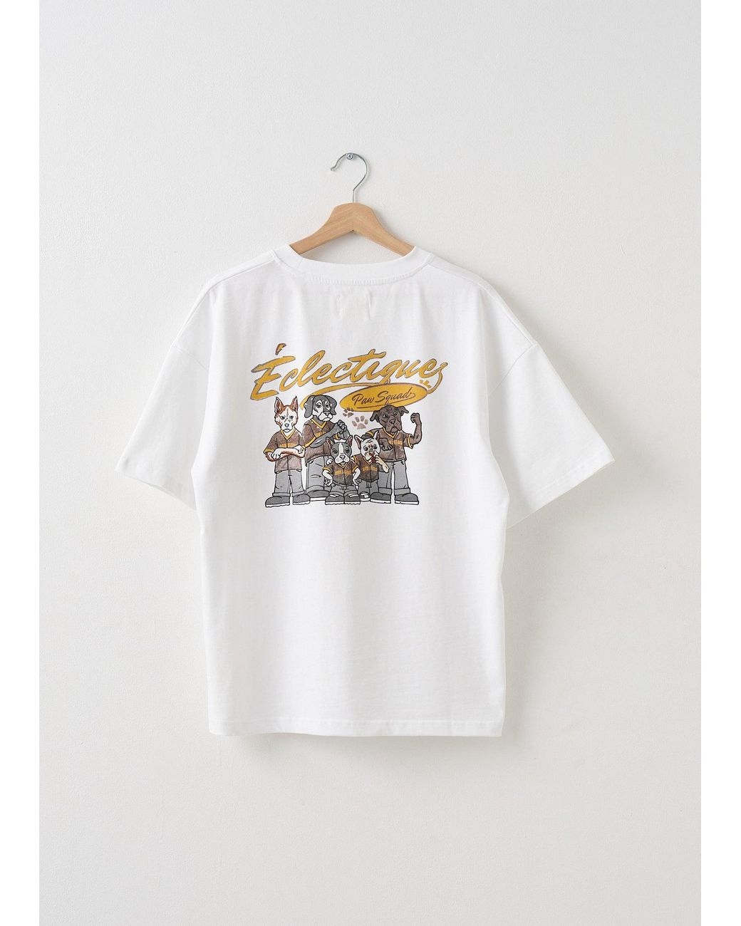 Éclectique White Graphic T-Shirt Paw Squad for men