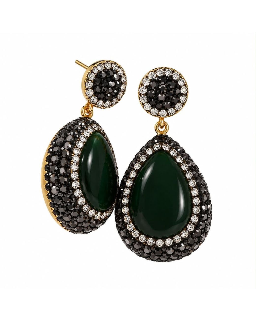 By Ozge Green Hürrem Palace Emerald-Effect Hand Embellished Ottoman-Inspired Drop Earrings