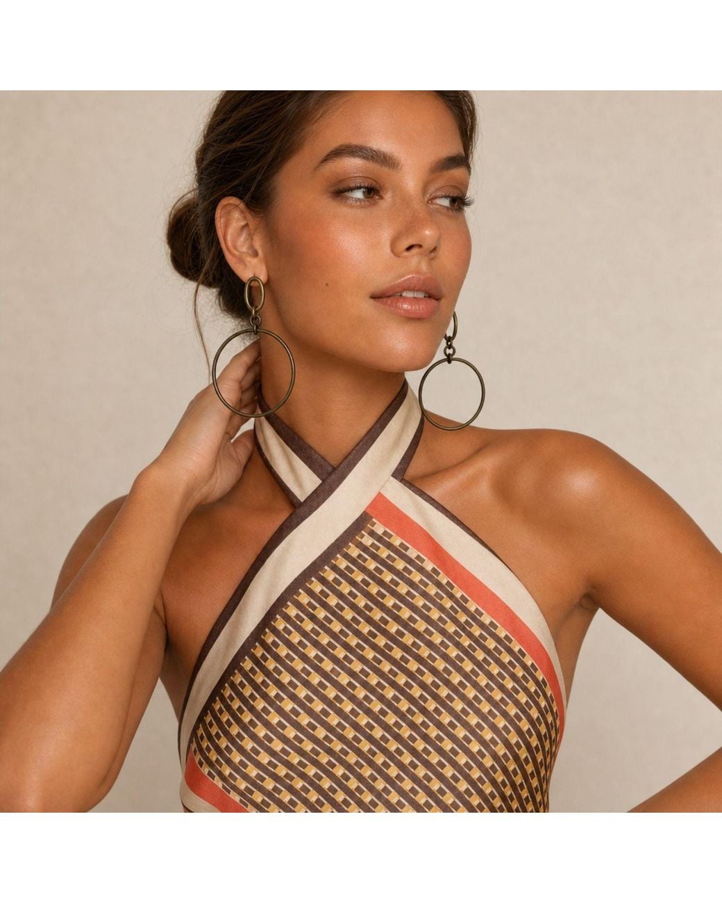 Jaredjamin Metallic Antique Ophelia Drop Hoop Post Earrings