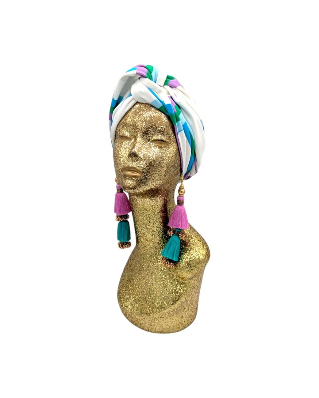 Julia Clancey Blue Azure Link Grande Organic Didi Dorado Reversible Turban
