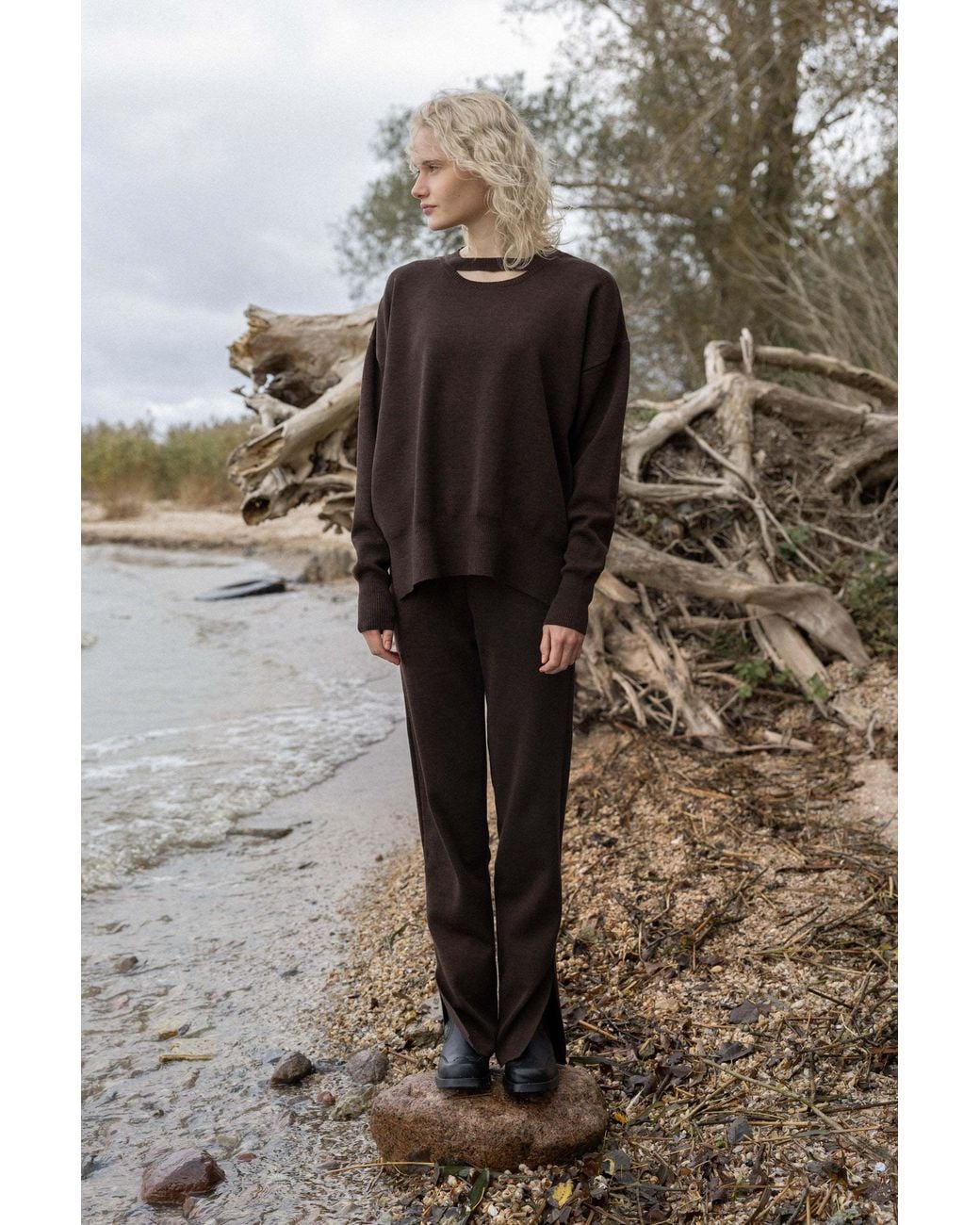 SALANIDA Brown Rotondo 100% Merino Jumper Chocolate *Limited Edition
