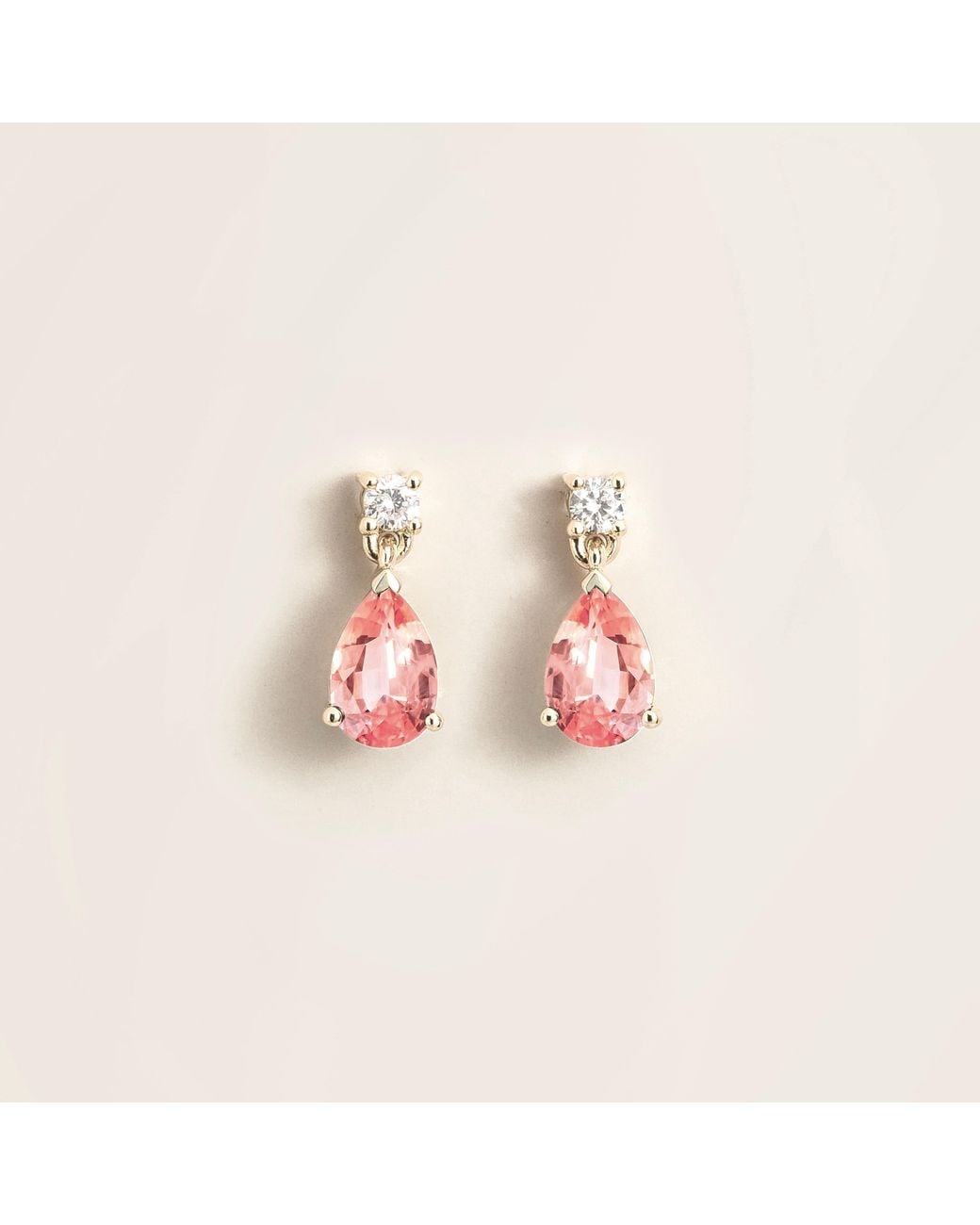 Juvetti Pink Pisa Padparadscha Sapphire & Diamond Pear Drop Earrings