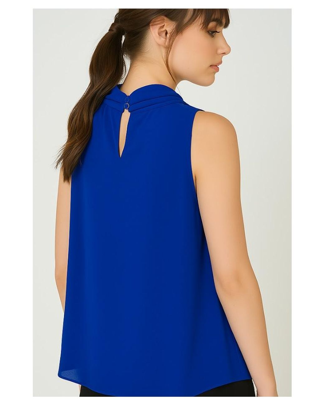 Conquista Blue Sleeveless Bow-Tie Blouse