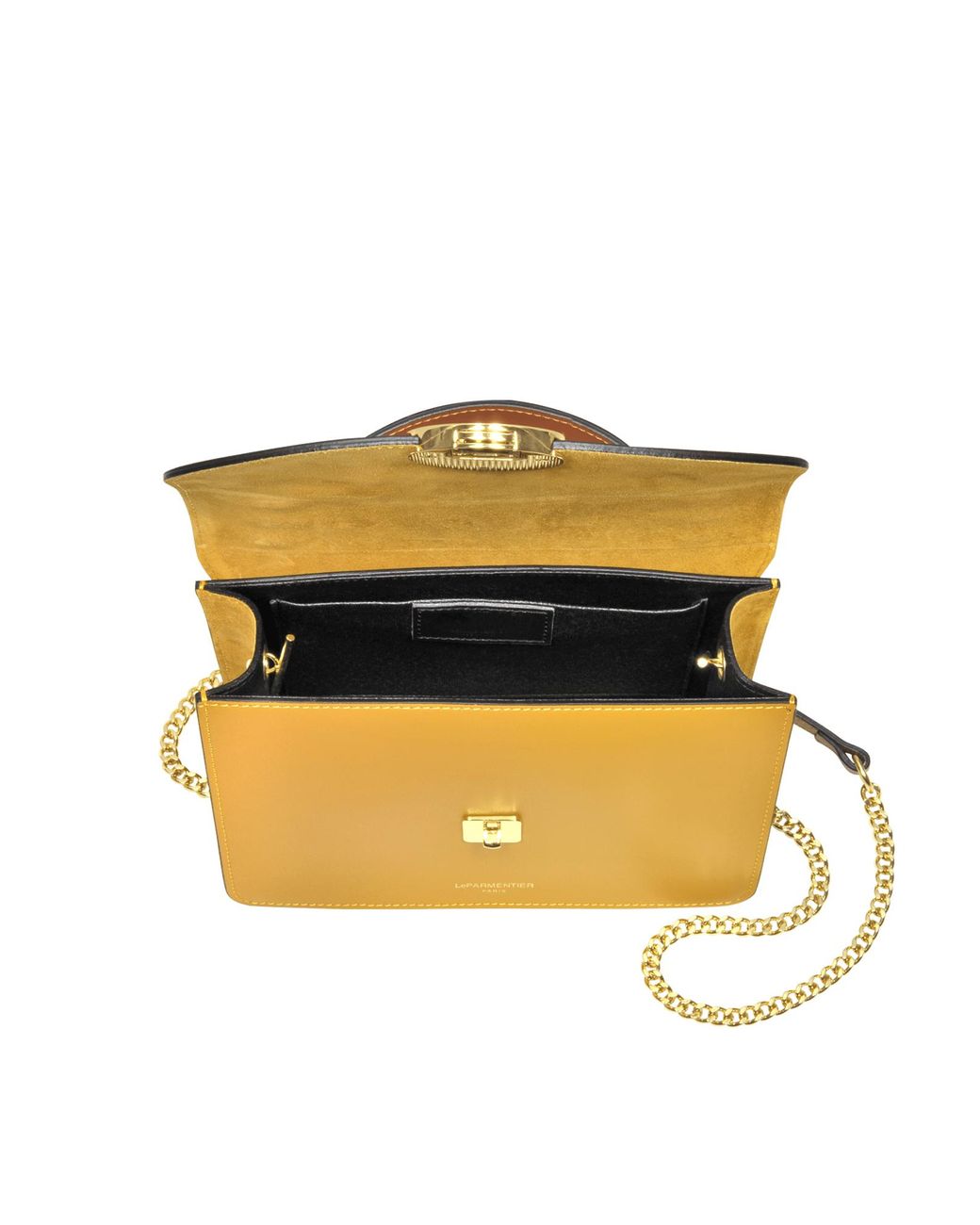 Le Parmentier Yellow New Ondina Color Block Flap Top Leather Satchel Bag