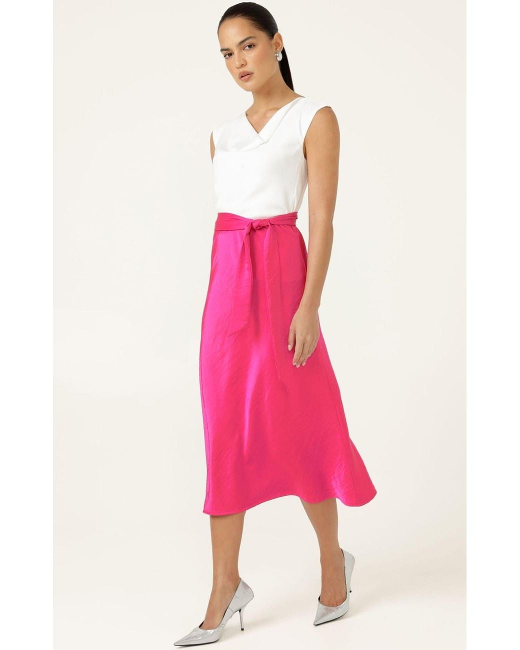 SACHA DRAKE Pink Luxe Bias Midi Skirt