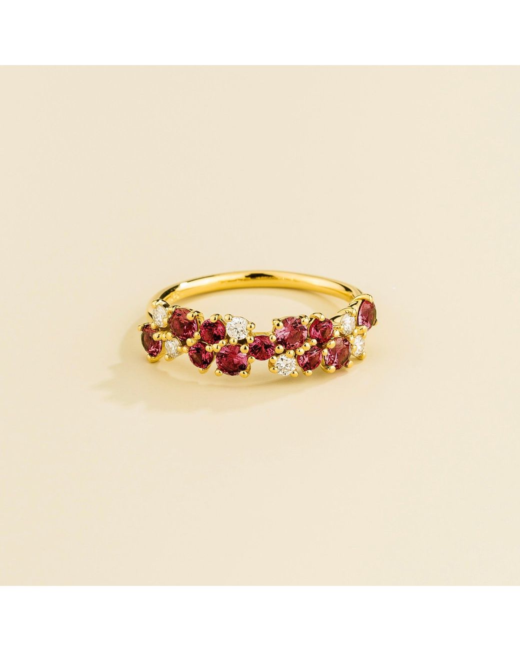Juvetti Metallic Starry Ruby & Diamond Cluster Ring