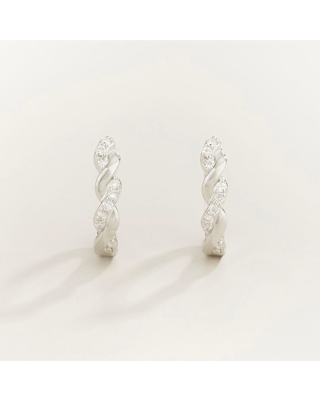 Juvetti Metallic Twist Diamond Huggie Hoop Earrings