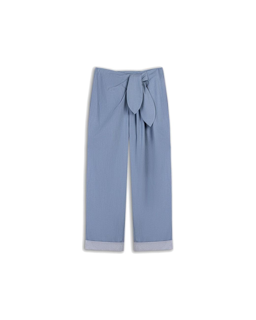Nocturne Blue Tie Detail Pleated Trousers